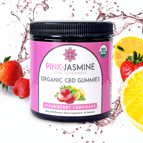 STRAWBERRY LEMONADE ORGANIC CBD GUMMIES - PINK Jasmine Organics